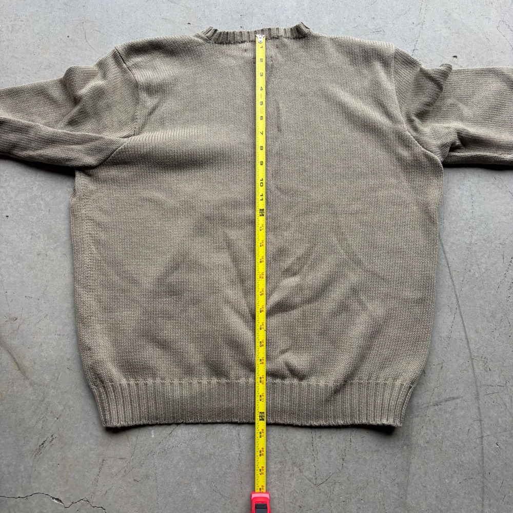 Vintage Polo Ralph Lauren Crewneck Sweater Tan Cotton Knit Mens Large - Picture 7 of 8